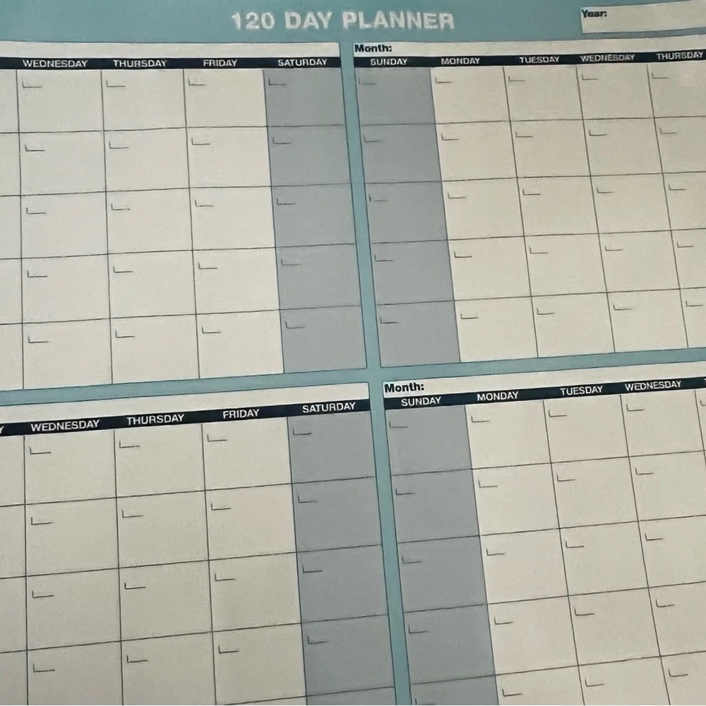 90/120 Day Horizontal Laminated Wall Planner - White